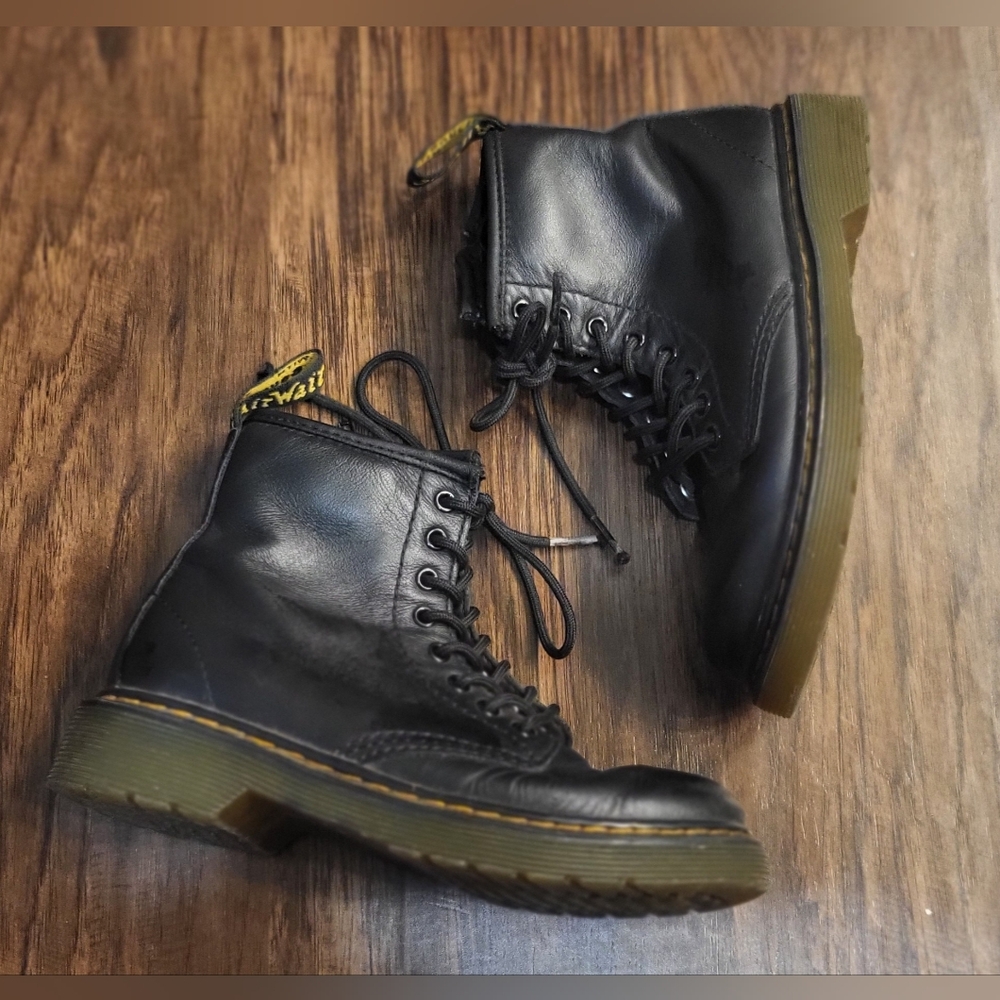 Dr Marten Black Ankle Moto Sole Bouncing Boots Size 13 Neutral Combat Winter